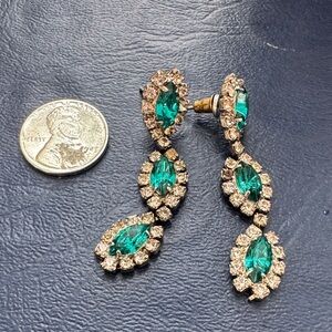 Elegant Green and Gold Crystal Earrings